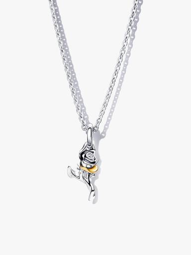 Disney Princess Belle Fortryllet Rose Halskæde med Vedhæng og Laboratorieskabte Diamant
