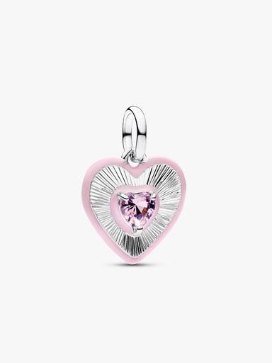 Strålende Pink Hjerte Medaljoncharm