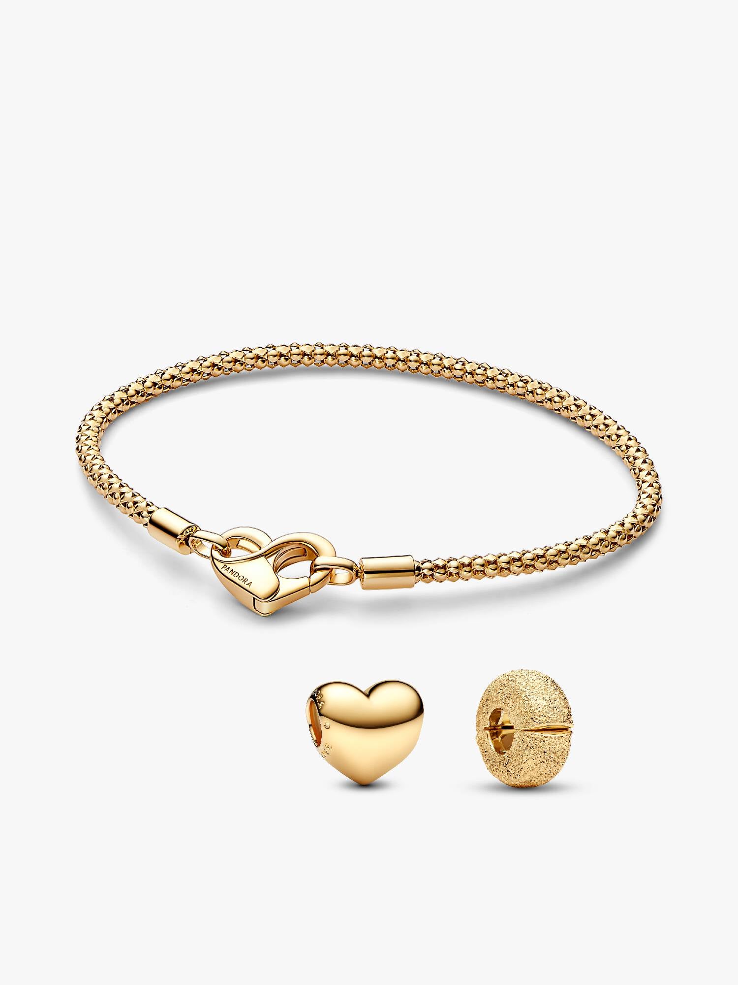 Forgyldt Armbånd & Hjerteclips Sæt