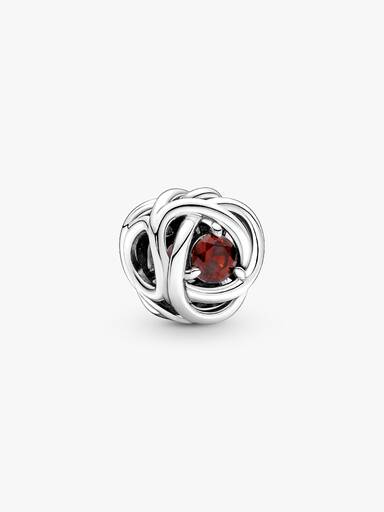 Januar Fødselssten Rød Evighedscirkel Charm