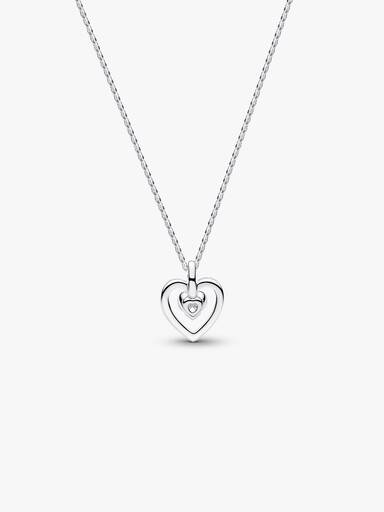 Pandora Talisman halskæde i sterlingsølv med hjertevedhæng med laboratorieskabt diamant