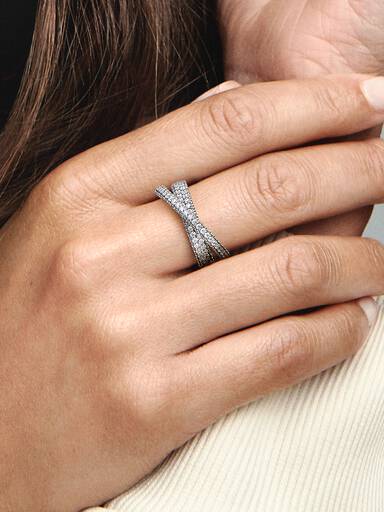 Pandora Timeless Pavé Crossover Dobbelt Båndring
