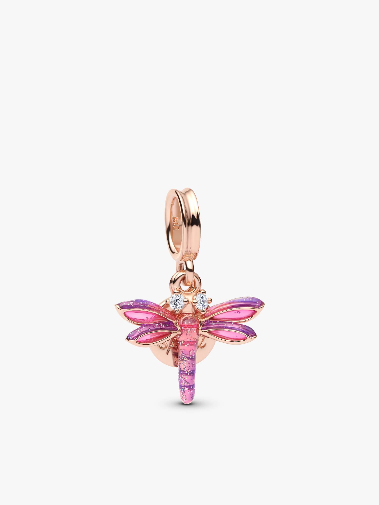 Pink Guldsmed Charm med Dobbelt Vedhæng