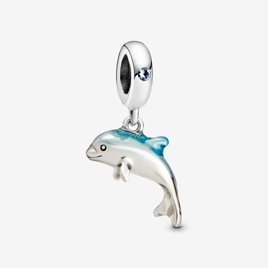 Glitrende Delfin Charm med vedhæng image number 0