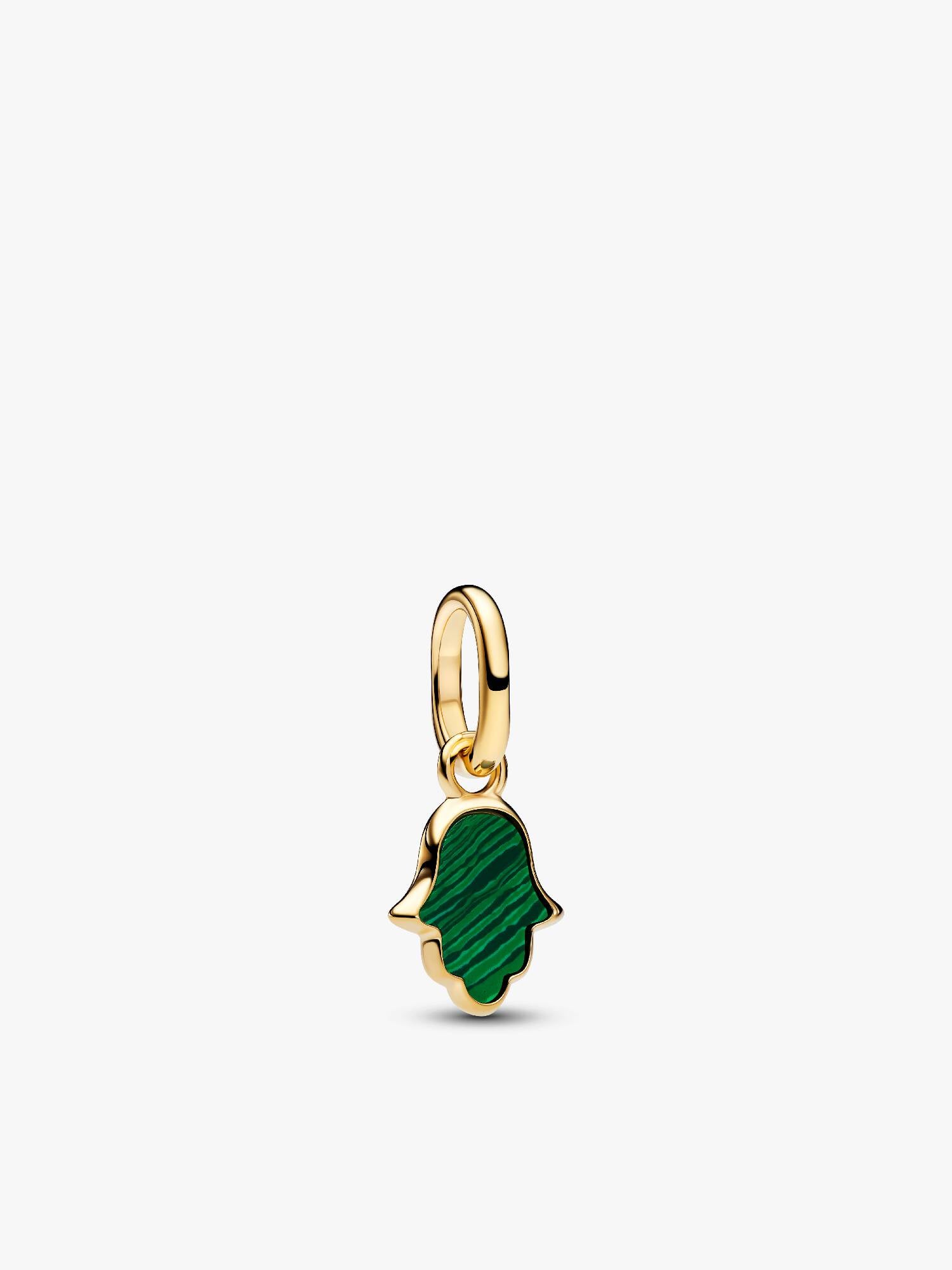 Grøn Hamsa Hånd Mini Charm med Vedhæng