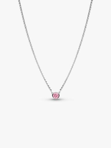 Pandora Era Bezel Halskæde i Sterlingsølv med vedhæng Pink Laboratorieskabt Diamant