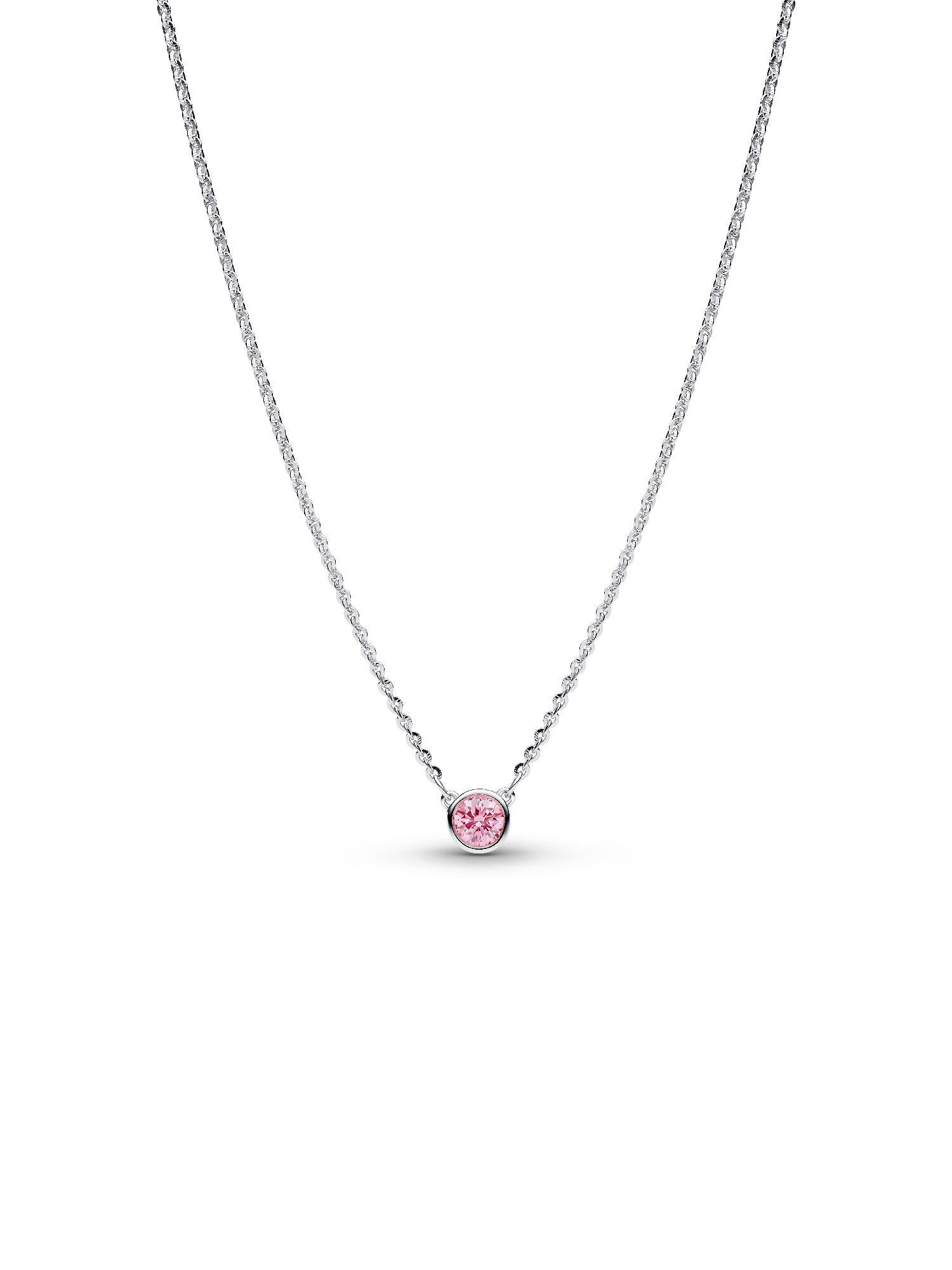 Pandora Era Bezel Halskæde i Sterlingsølv med vedhæng Pink Laboratorieskabt Diamant