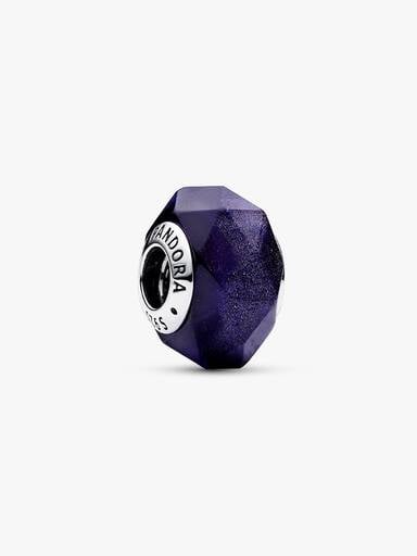 Facetteret Blåt Muranoglas Charm