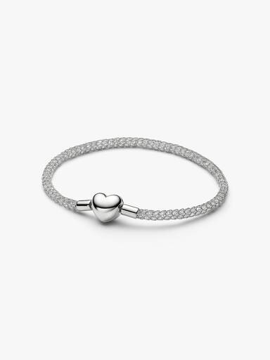 Funklende Mesh Armbånd med Hjertelås