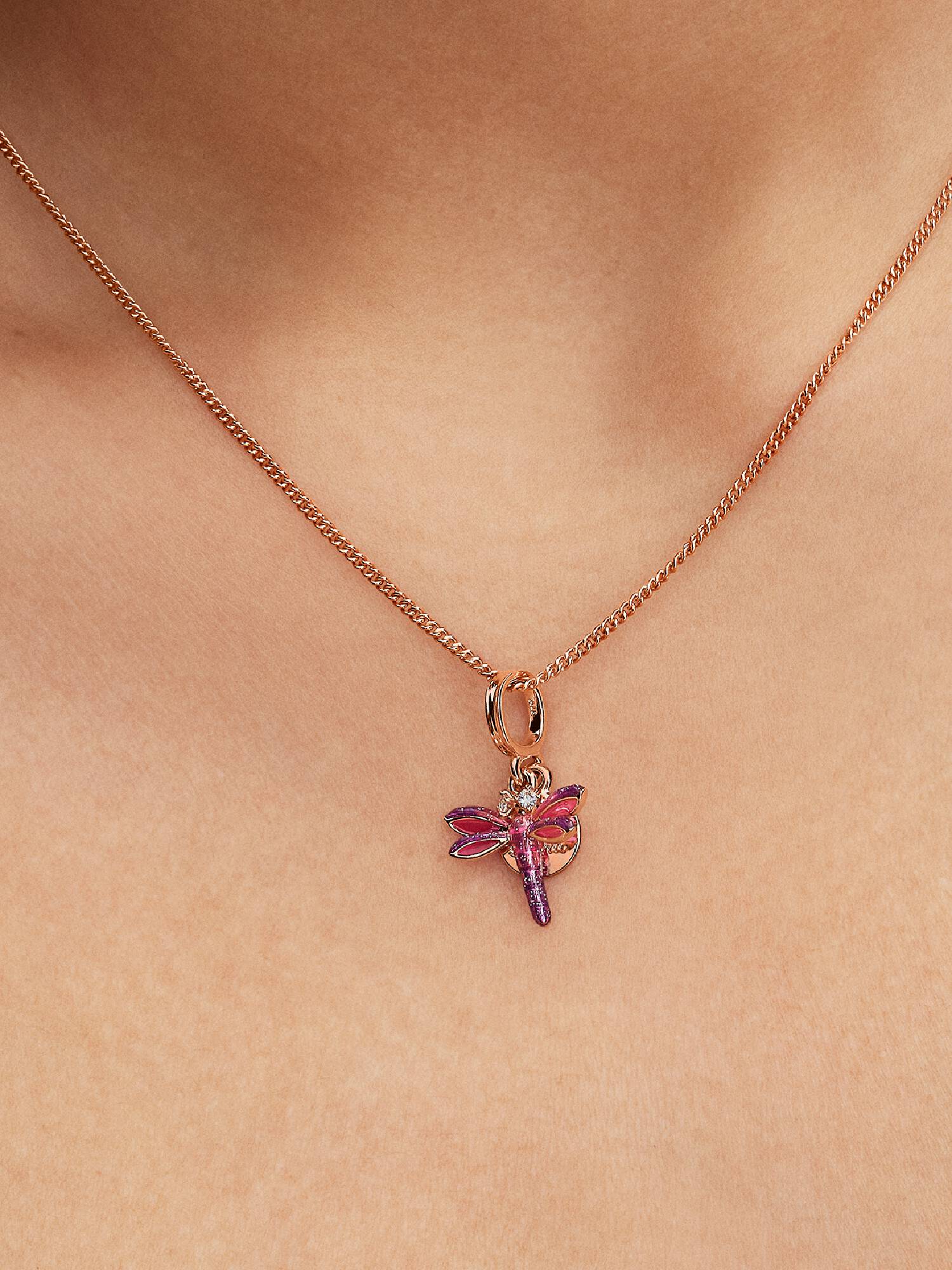 Pink Guldsmed Charm med Dobbelt Vedhæng
