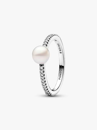 Behandlet Ferskvandskulturperle- og Pavé ring