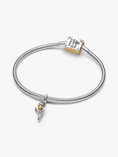 Disney Belle Fortryllet Rose Laboratorieskabt Diamant Charm med vedhæng
