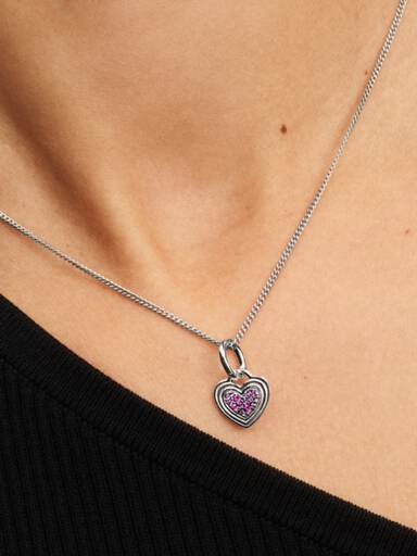 Indgraverbart Pink Hjerte Charm med vedhæng