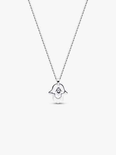 Pandora Talisman halskæde i sterlingsølv med hamsas hånd-vedhæng med laboratorieskabt diamant