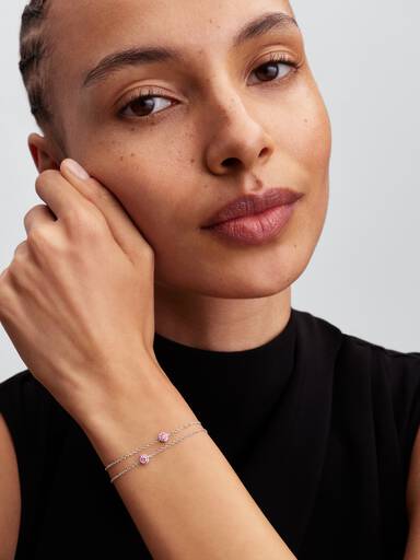 Pandora Era Bezel Kædearmbånd i Sterlingsølv med Pink Laboratorieskabt Diamant