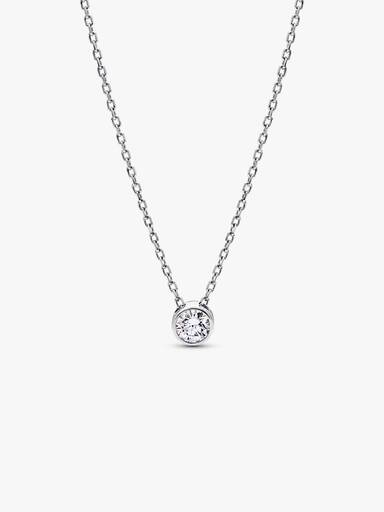 Pandora Era bezel halskæde i sterlingsølv med vedhæng og laboratorieskabt diamant