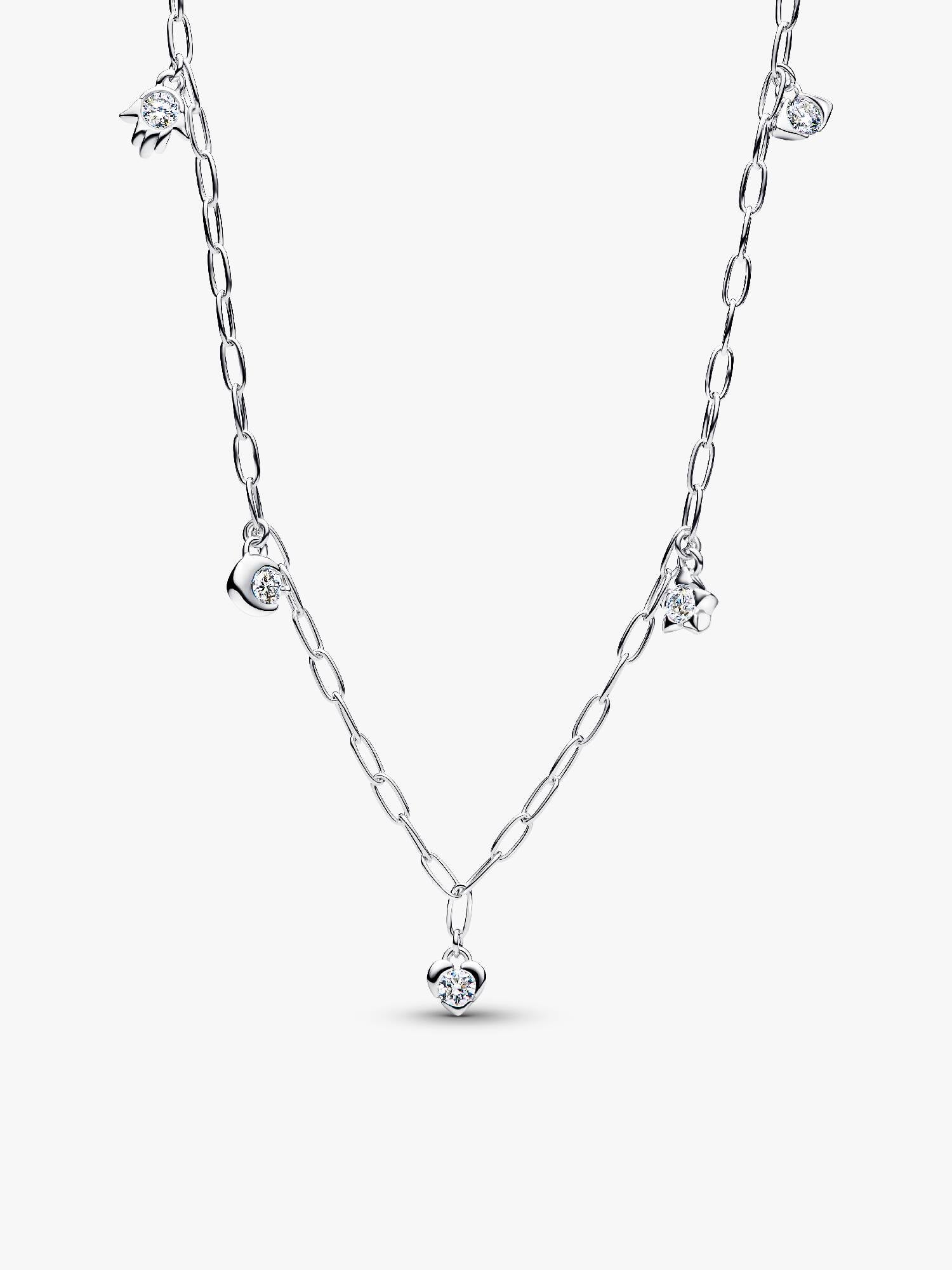 Pandora Talisman papirklipskæde i sterlingsølv med symbolske vedhæng med laboratorieskabte diamanter