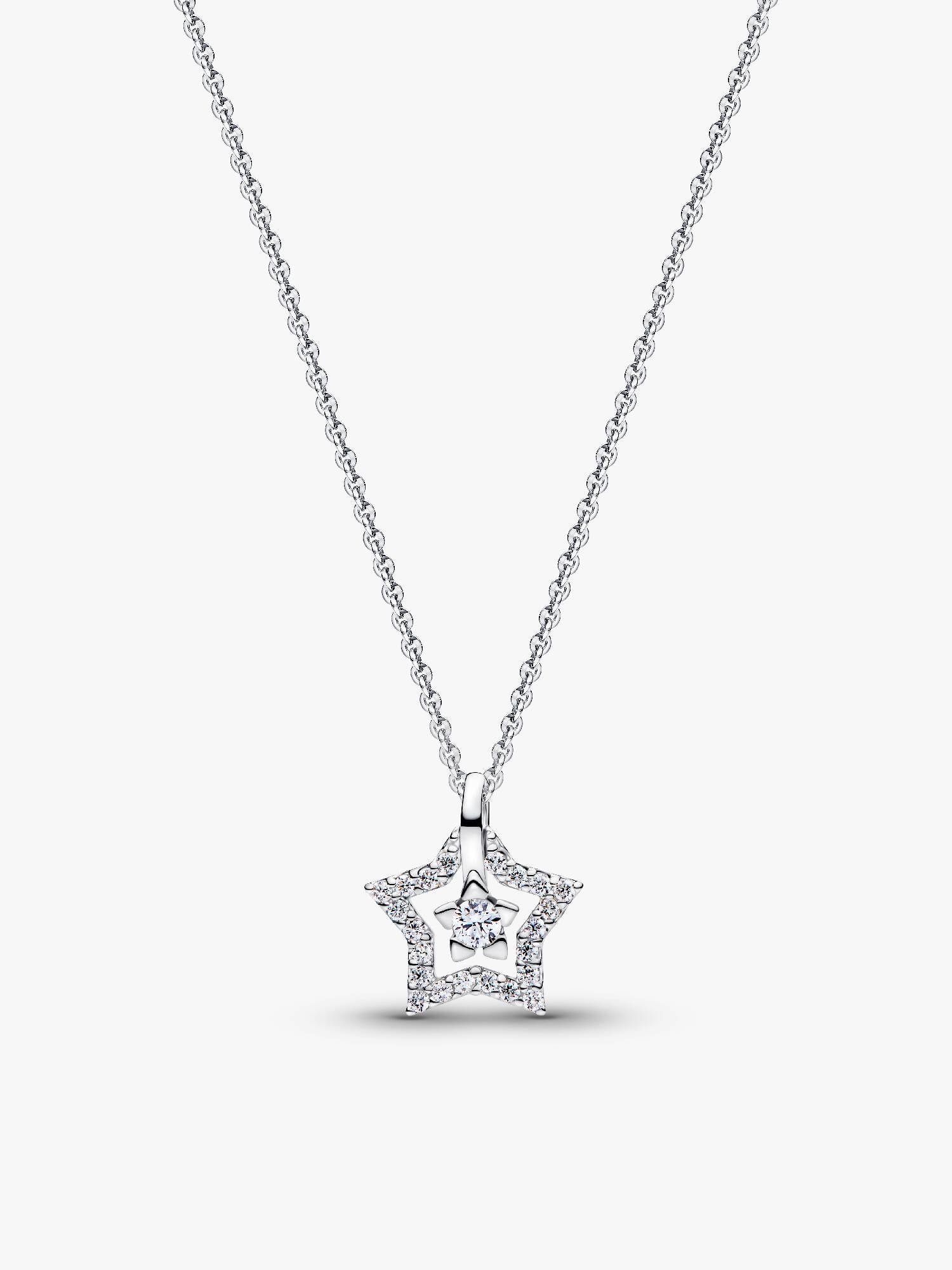 Pandora Talisman halskæde i sterlingsølv med stjernevedhæng med laboratorieskabt diamant
