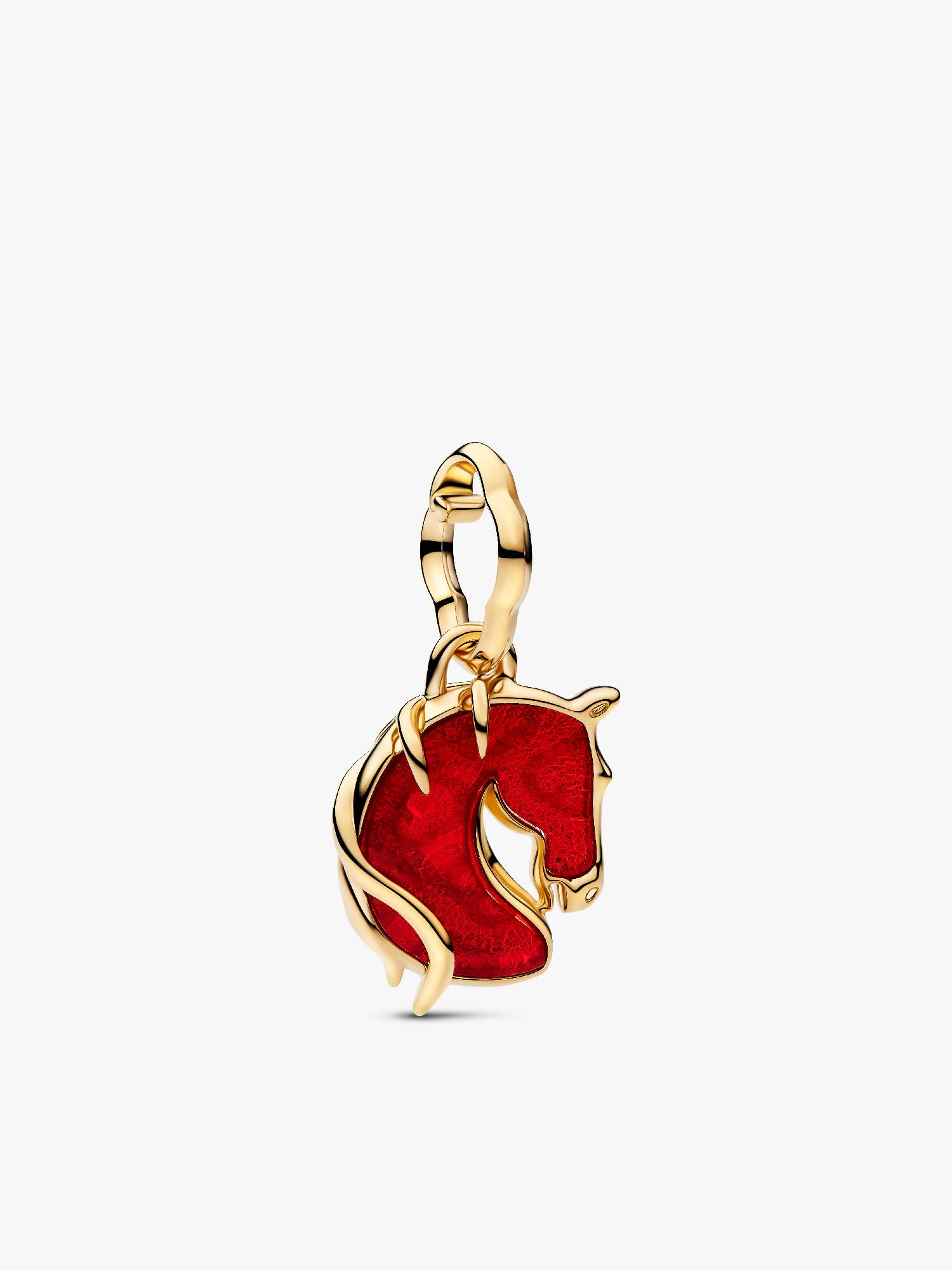 Rød Ildhest Muranoglas Charm med vedhæng