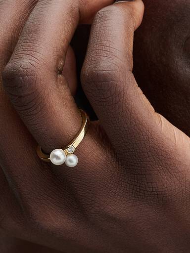 Duo Ring med Behandlede Ferskvandskulturperler