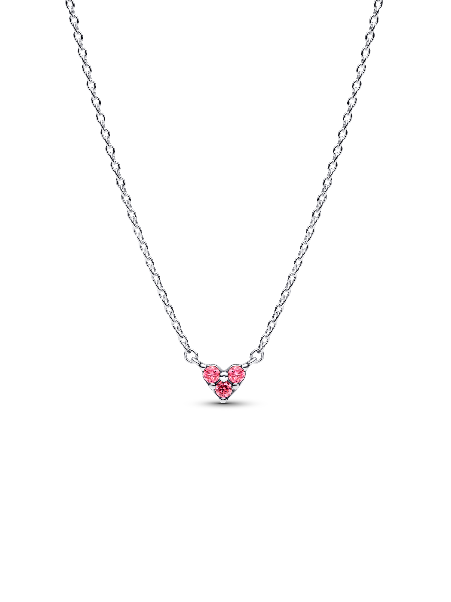 Tre Pink Sten i Hjerte Collier Halskæde