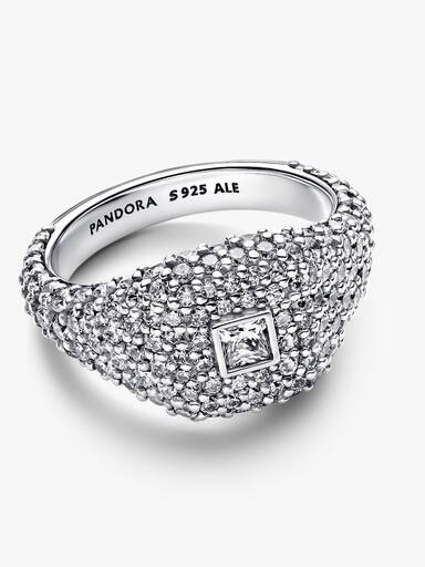 Pavé Firkantet Cocktail Ring