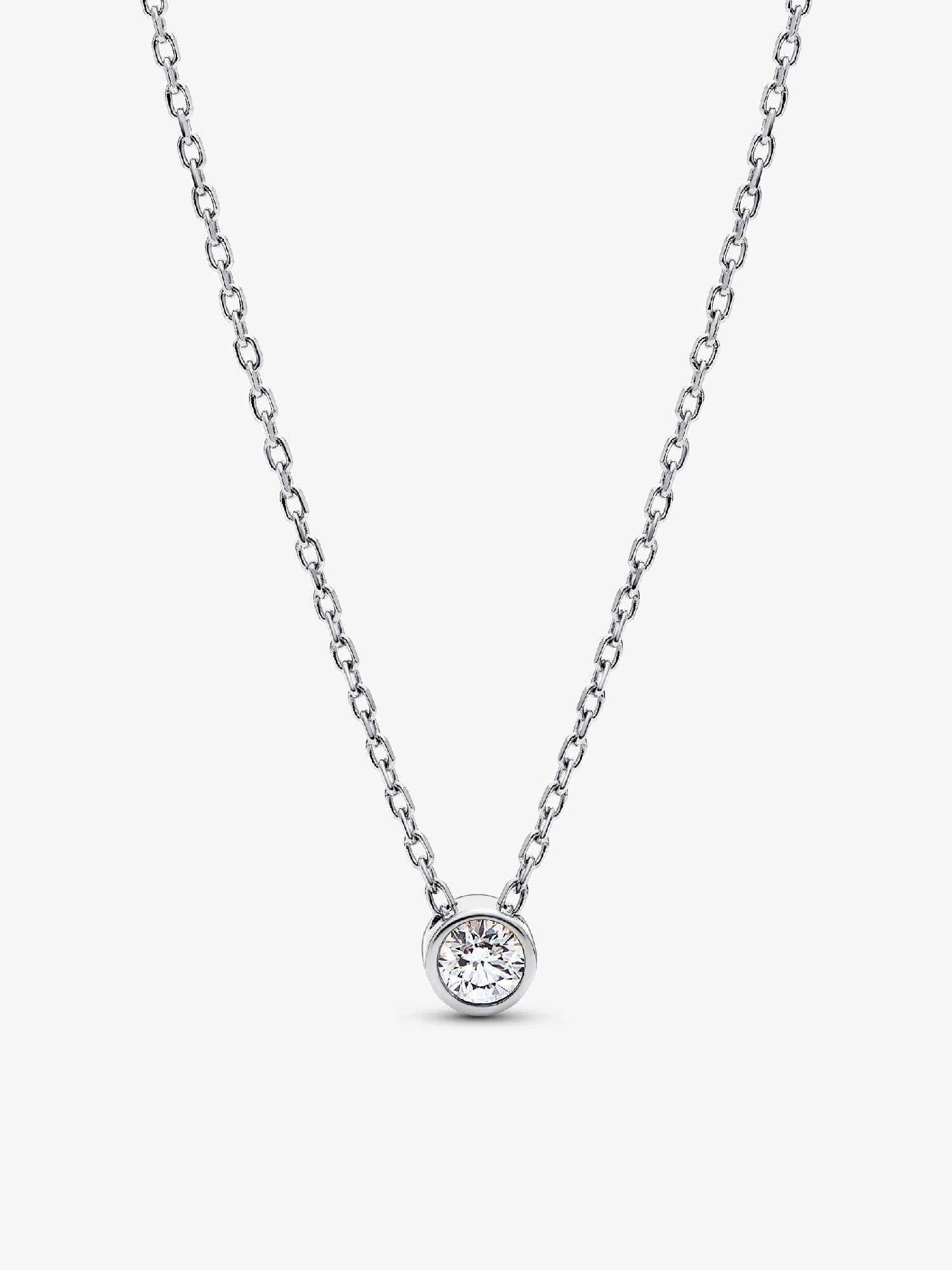 Pandora Era bezel halskæde i sterlingsølv med vedhæng og laboratorieskabt diamant