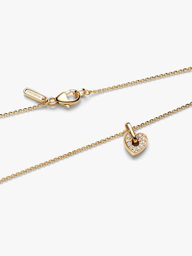 Pandora Talisman Hjerte Halskæde med vedhæng 14 kt. Guld med Laboratorieskabt Diamant Pavé