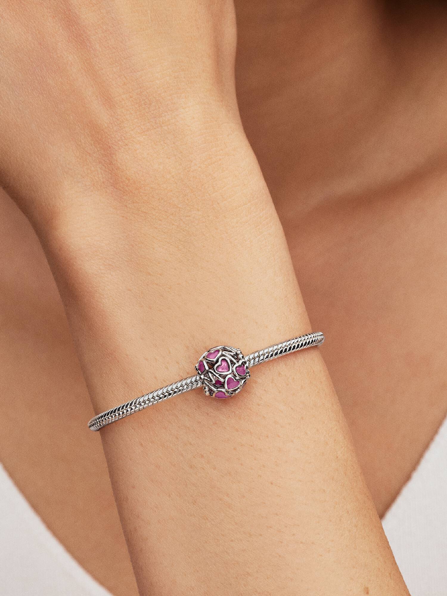 Pink Openwork Hjerte Mor Charm 