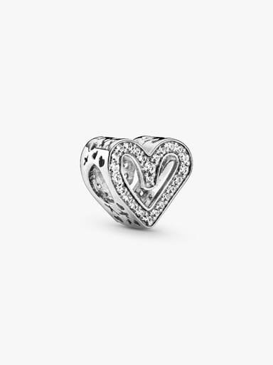 Funklende Frihåndshjerte Charm