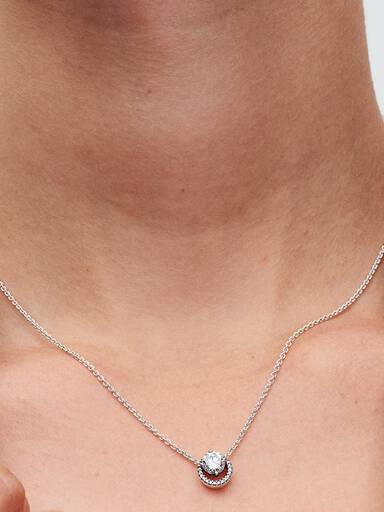 Funklende Rund Halo Collier-Halskæde med vedhæng