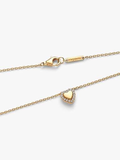 Indgraverbart Hjerte Halo Collier-Halskæde