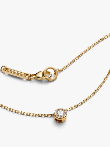 Pandora Era bezel halskæde i 14 kt. guld med vedhæng med laboratorieskabt diamant
