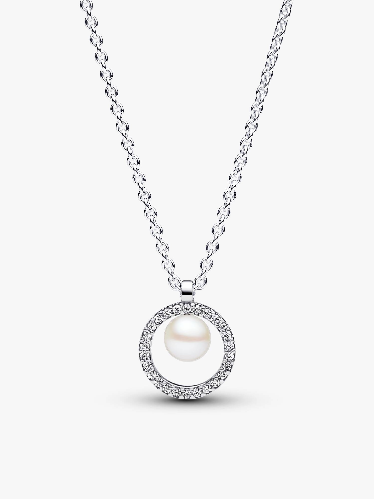 Behandlet Ferskvandskulturperle & Pavé Collier-Halskæde