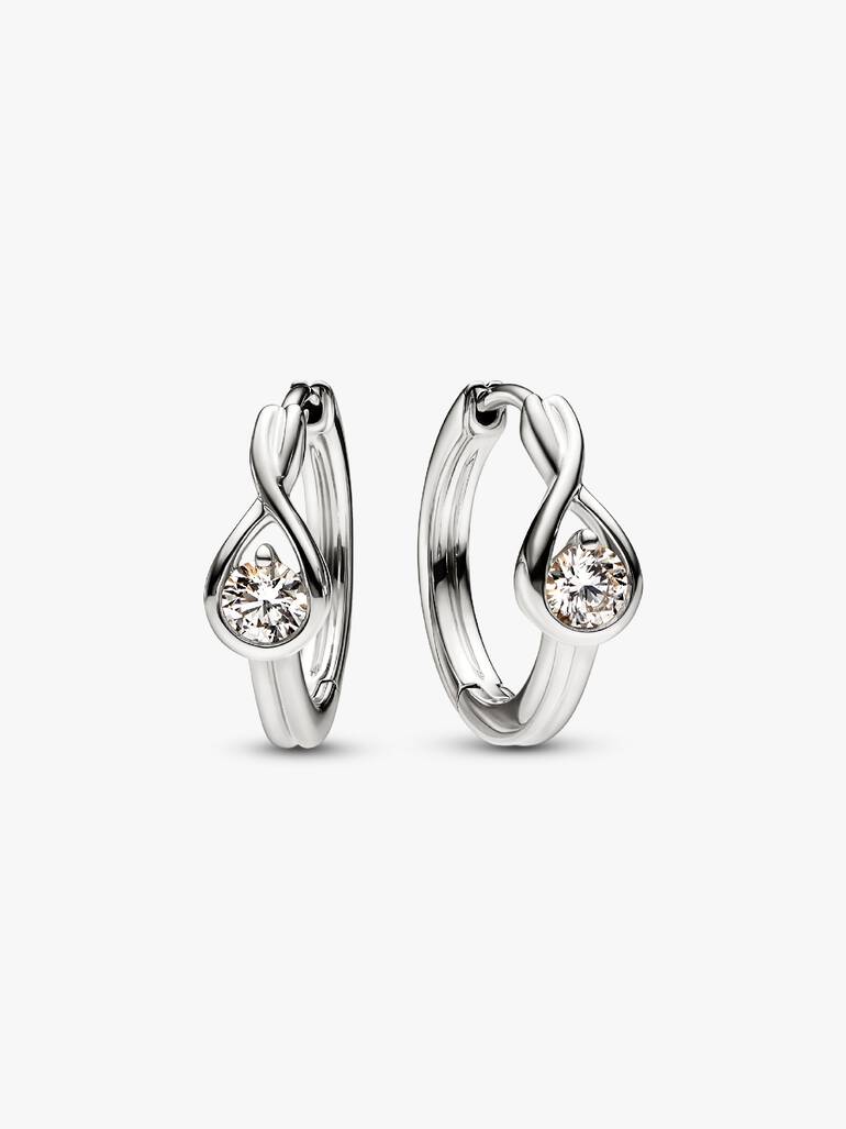 Pandora Infinite creoler i 14 kt. hvidguld med laboratorieskabt diamant