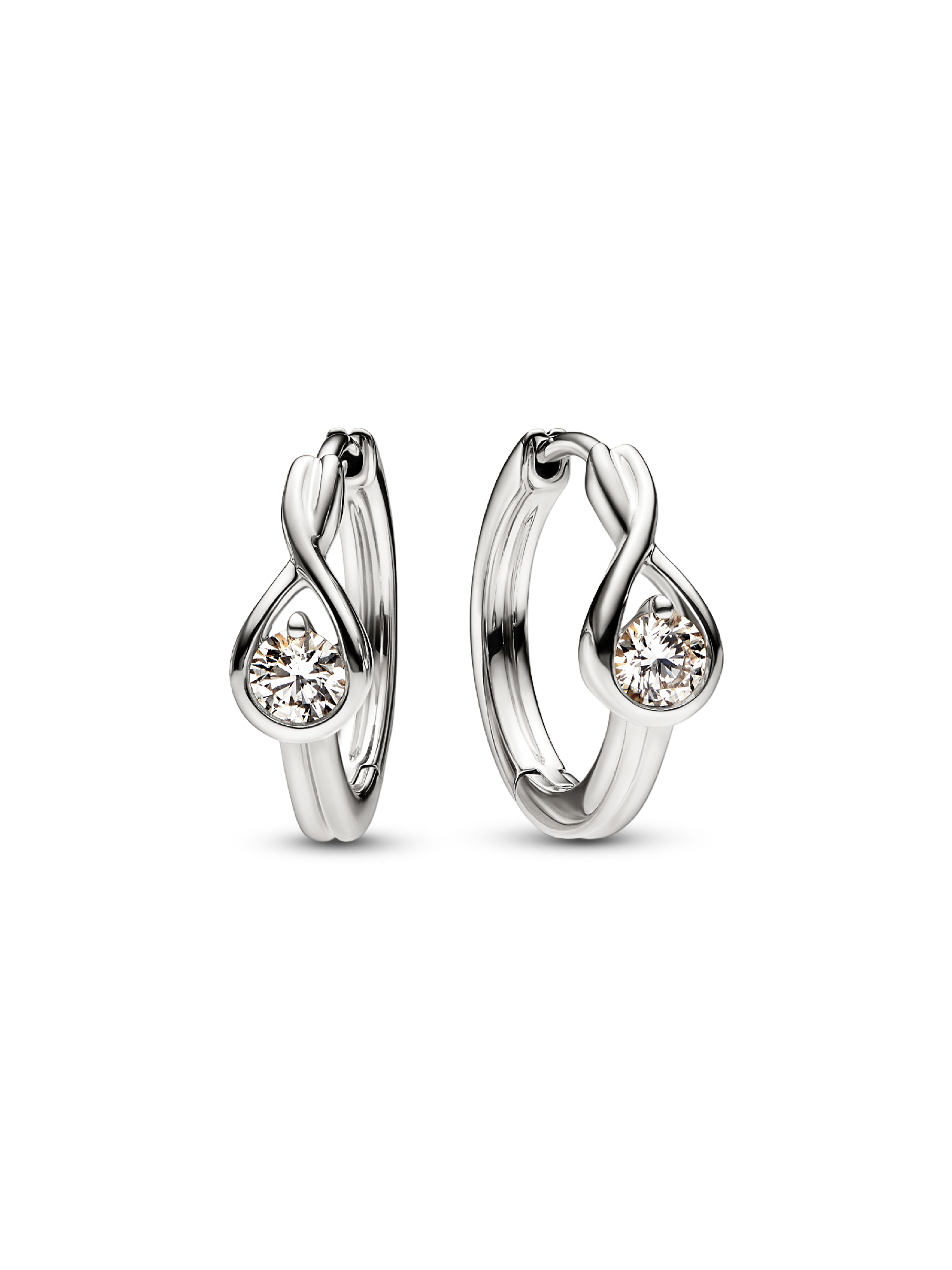 Pandora Infinite creoler i 14 kt. hvidguld med laboratorieskabt diamant