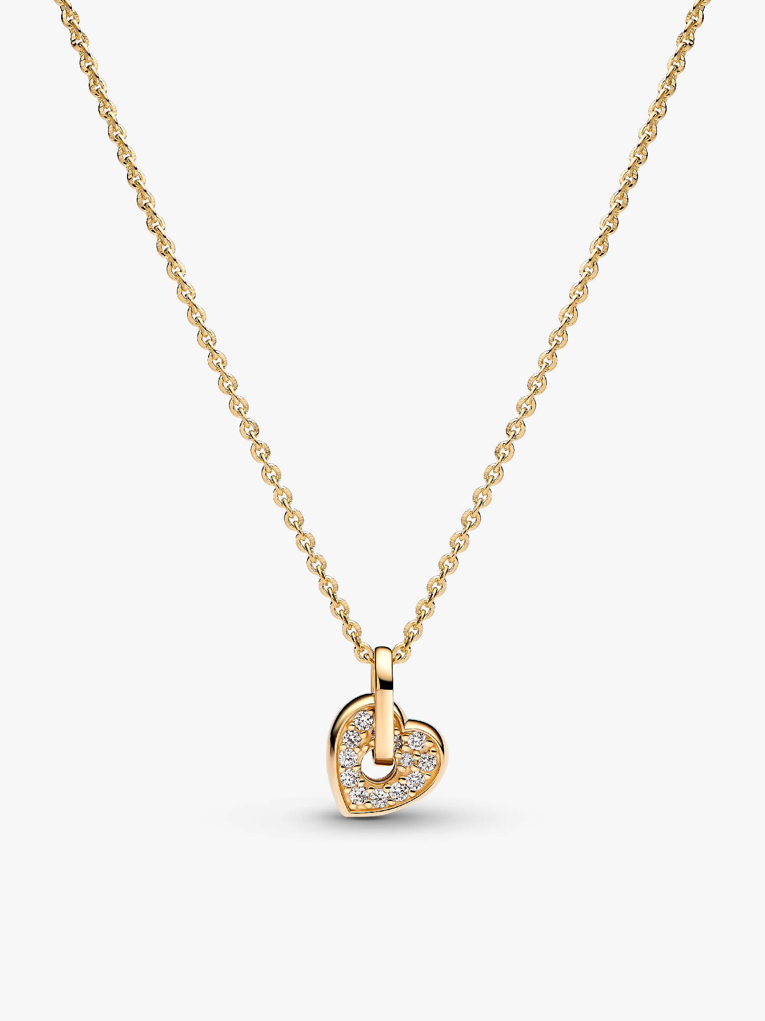 Pandora Talisman Hjerte Halskæde med vedhæng 14 kt. Guld med Laboratorieskabt Diamant Pavé
