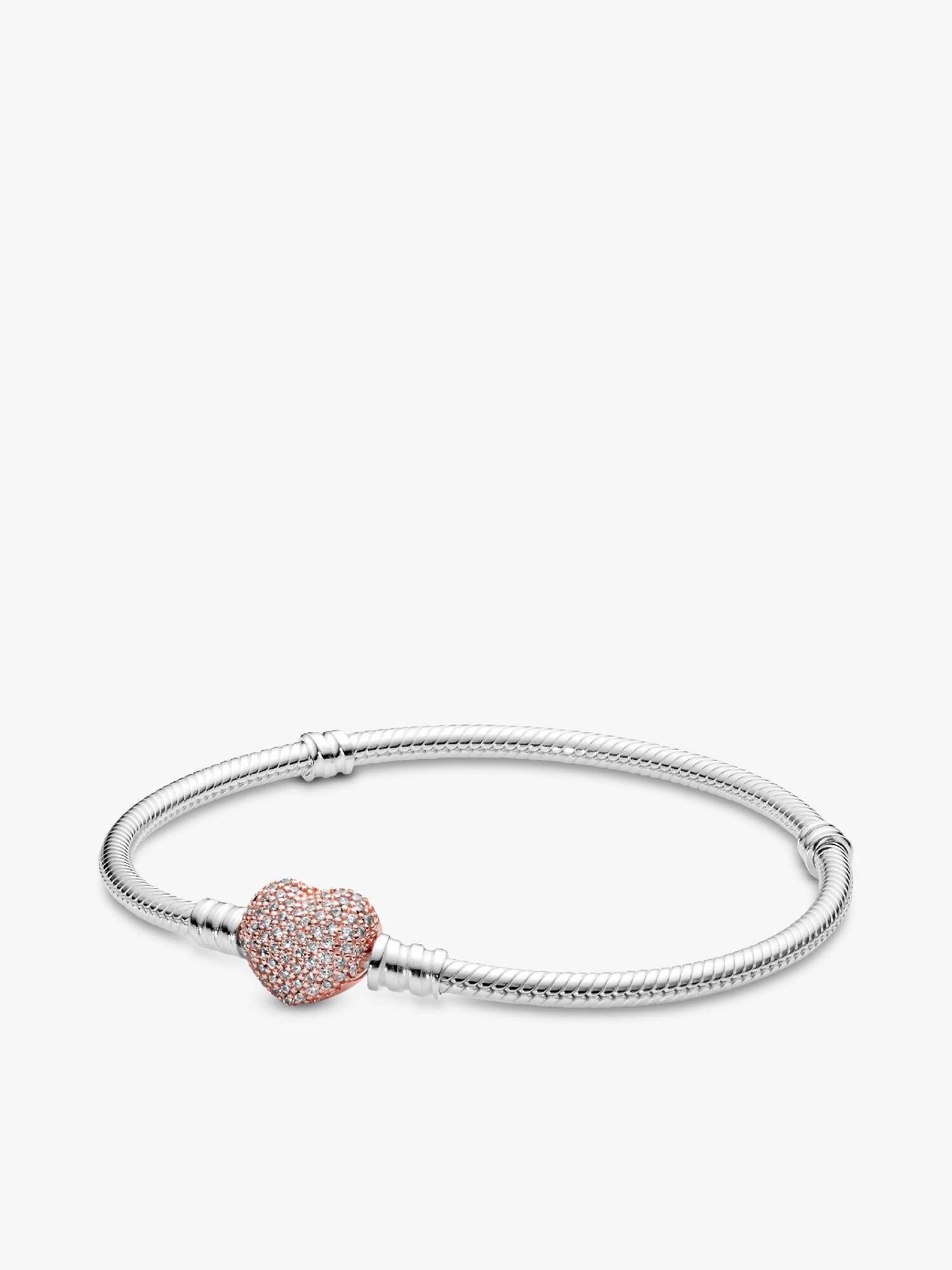 Pandora Moments Slangekædearmbånd med Pavé Hjertelås