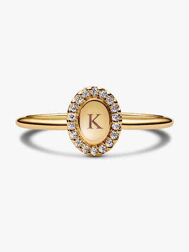 Indgraverbar Oval Halo Ring