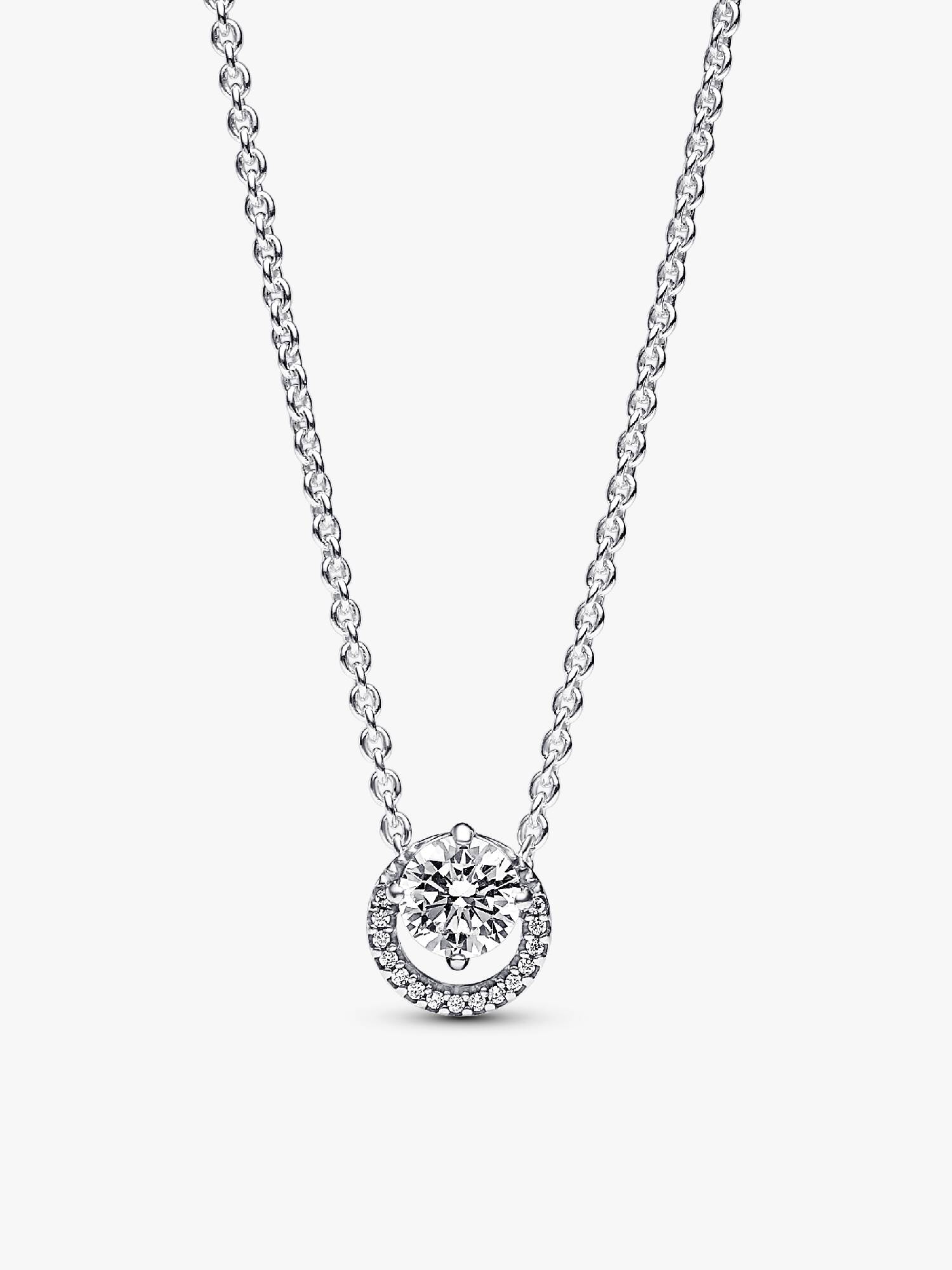 Funklende Rund Halo Collier-Halskæde med vedhæng